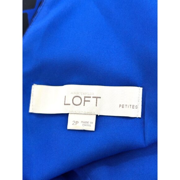 Ann Taylor Loft Petites Dress 2P Blue Black Leopard Print Ombré Mini Fit Flare - Picture 7 of 10